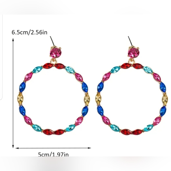 Clear Marquise hoop earrings. - Picture 3 of 3